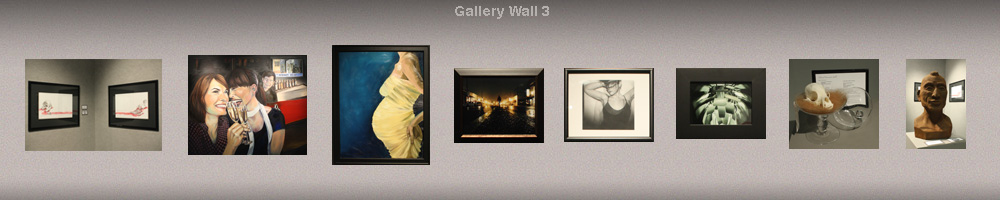 graphic rendering of gallery wall with art pieces