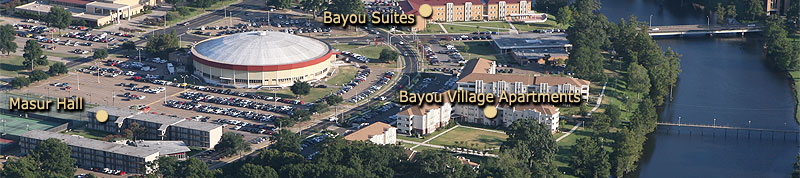 residence hall locations east of the bayou