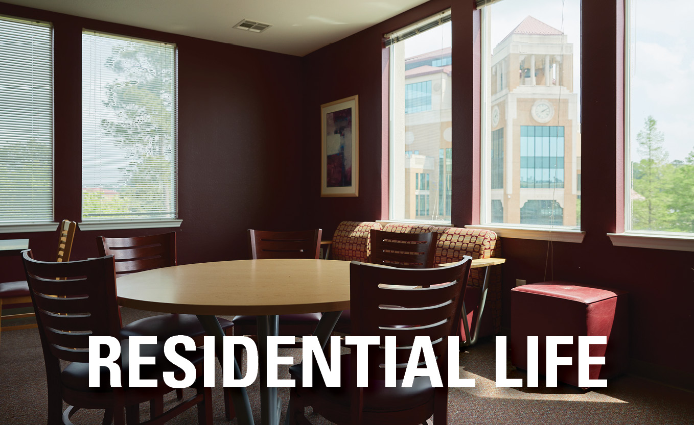 Interior shot of a study room overlooking the ULM Library