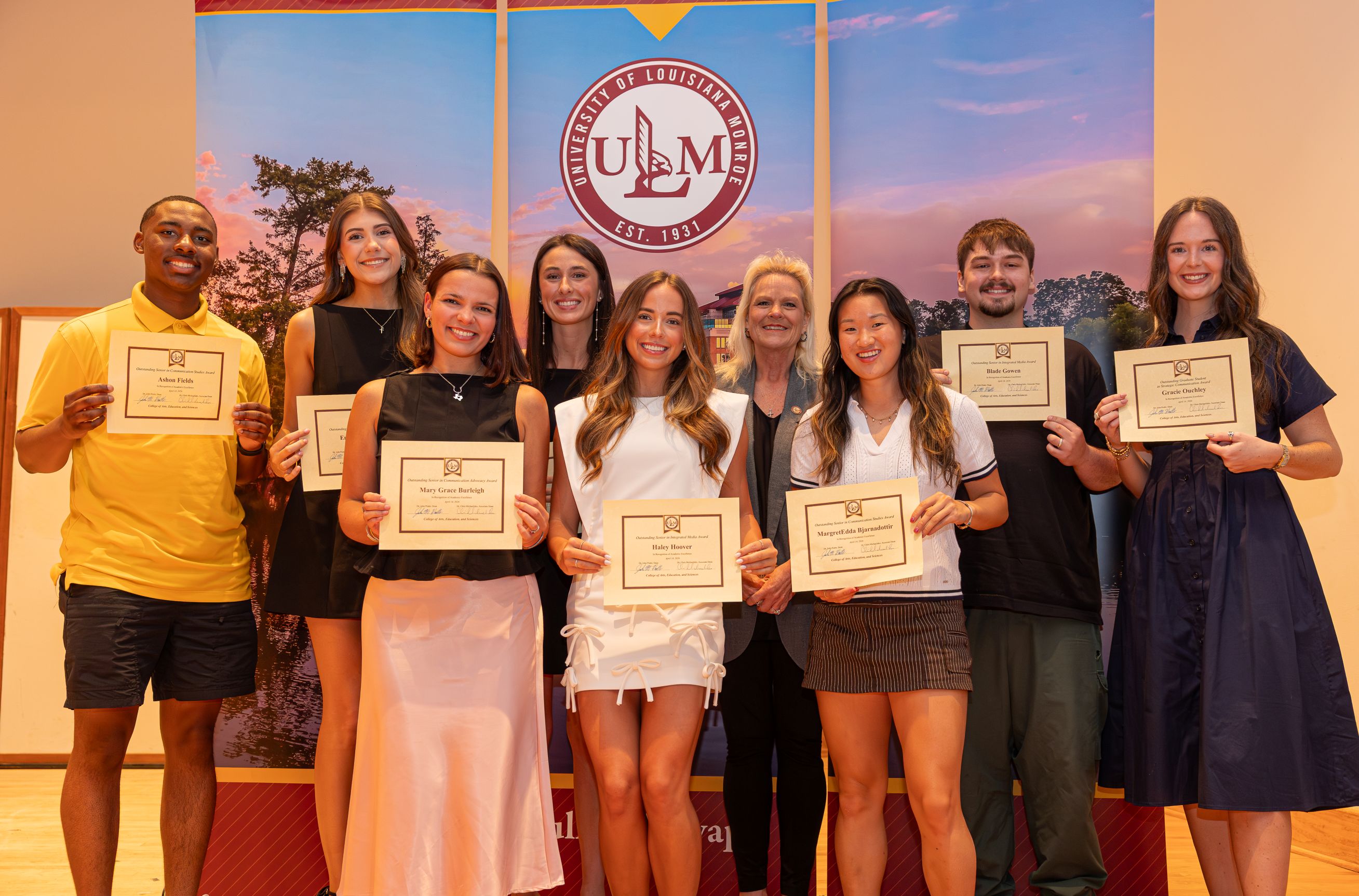 Student receive awards.