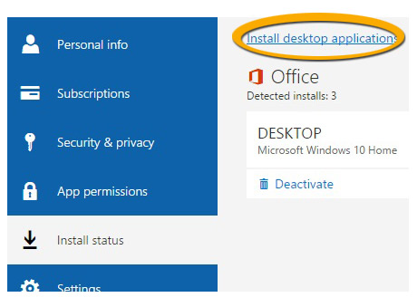 screenshot highlights install desktop application link