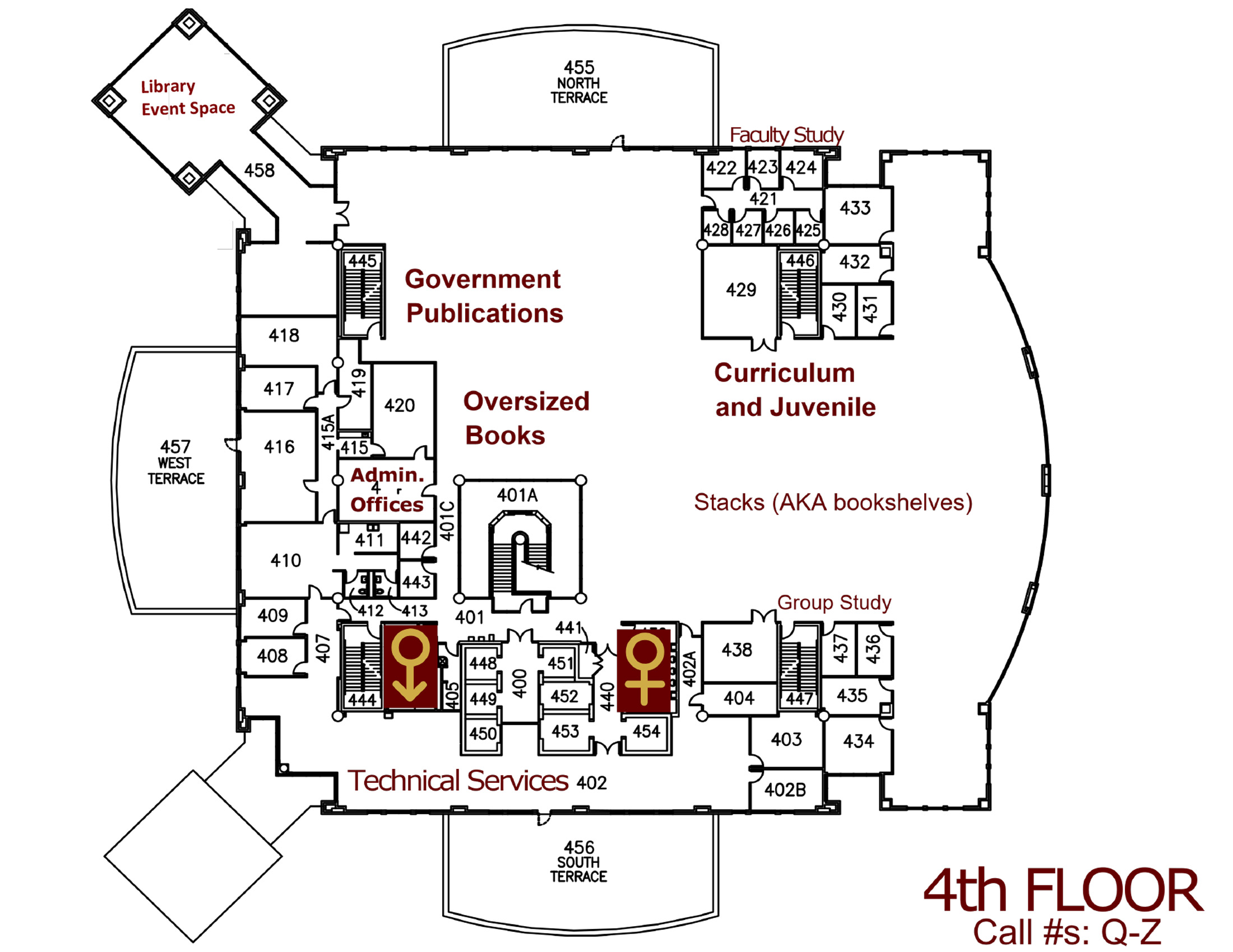 fourth floor library map see text list below