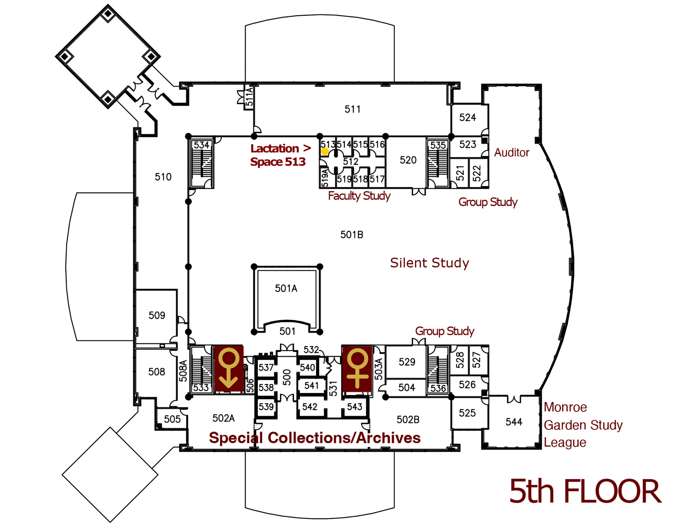 fifth floor library map see text list below