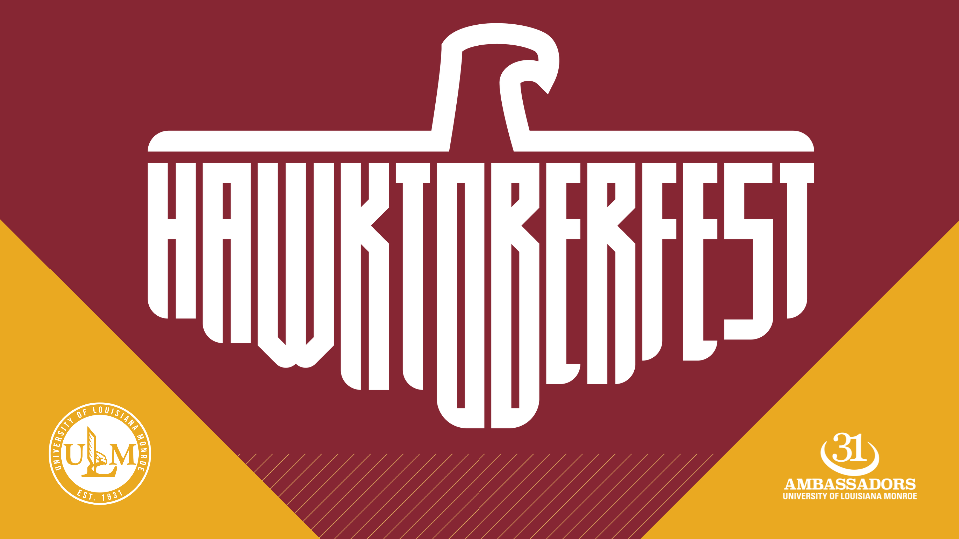 Hawktoberfest logo with ULM logo and 31 Ambassadors Logo
