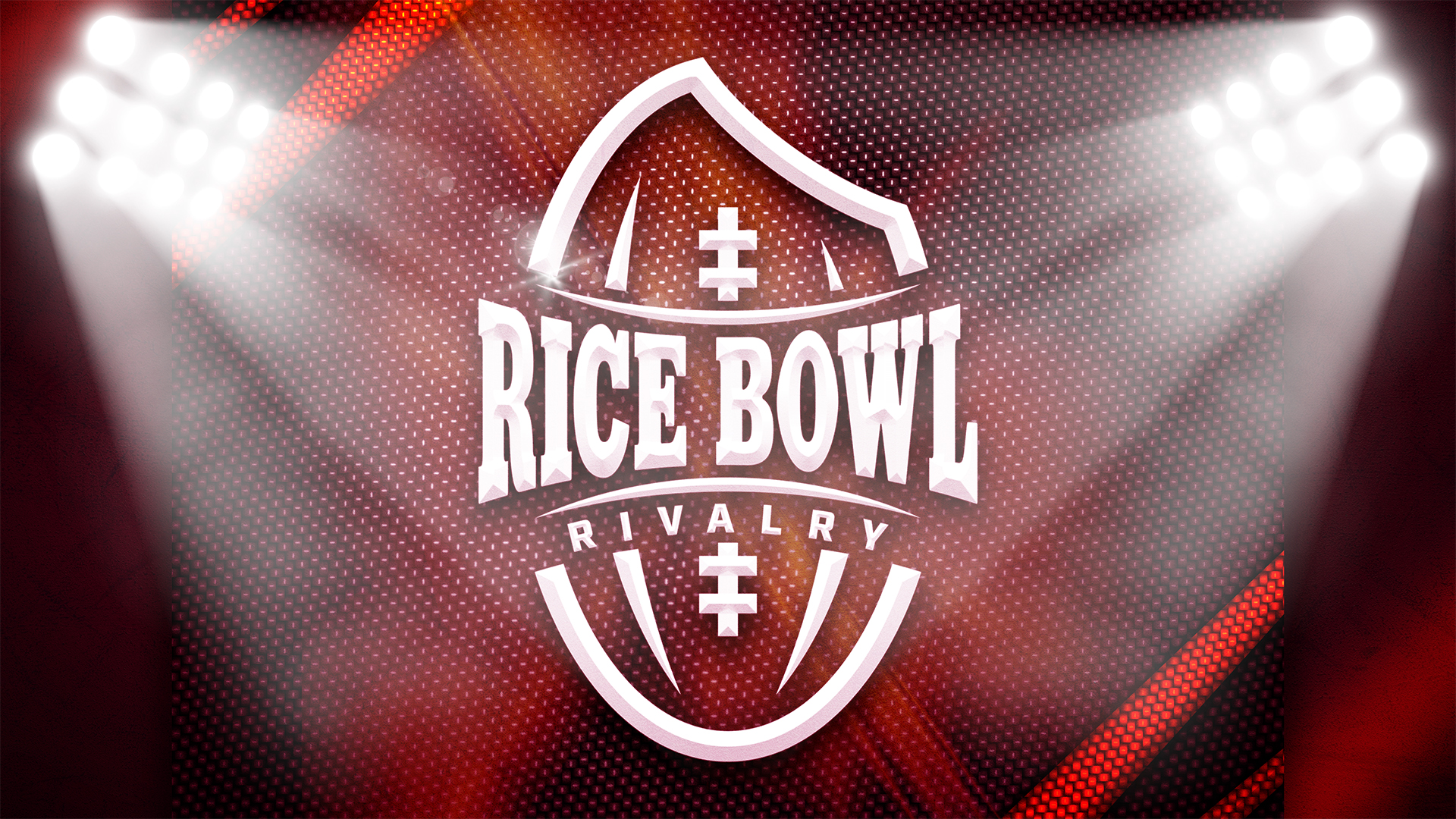 A graphic with a football that resembles a grain of rice with the words "Rice Bowl Rivalry."