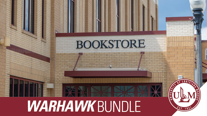 Photo of ULM Bookstore with Caption "Warhawk Bundle"