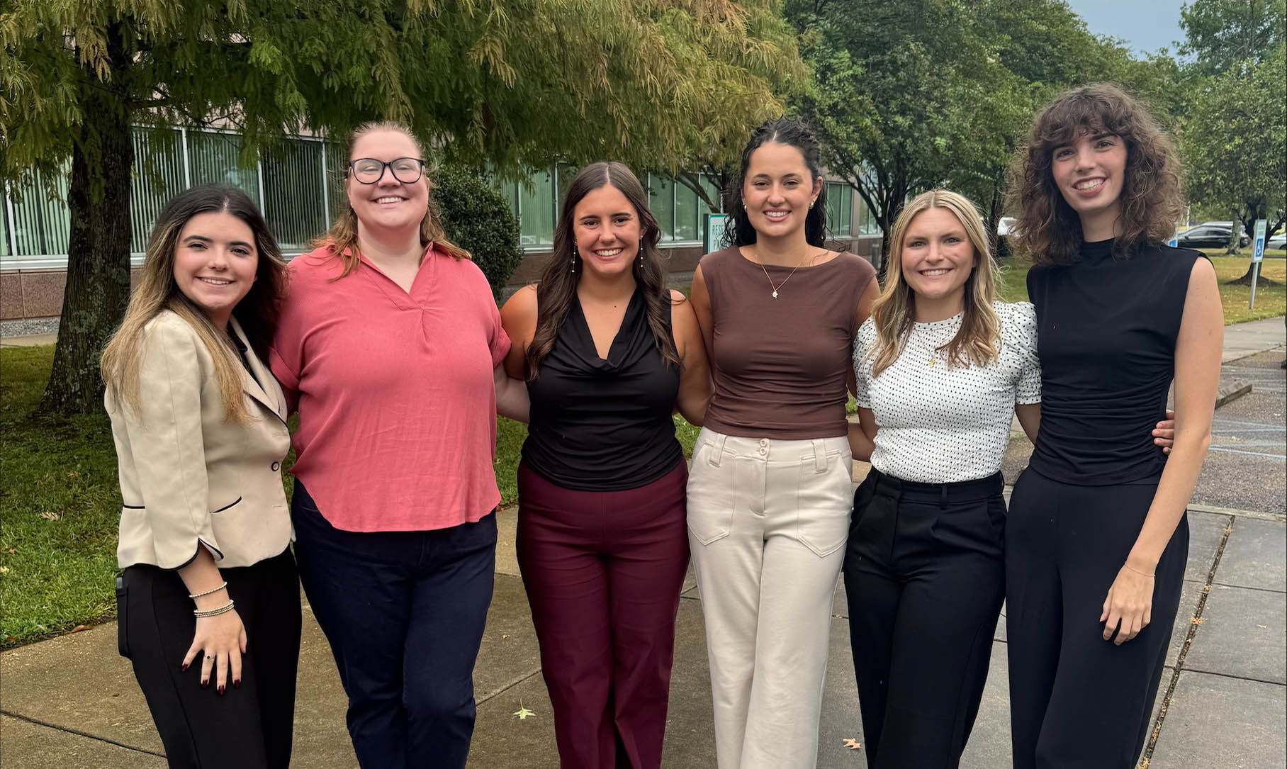 Five female College of Pharmacy students in front of trees. PPA Executive Board.