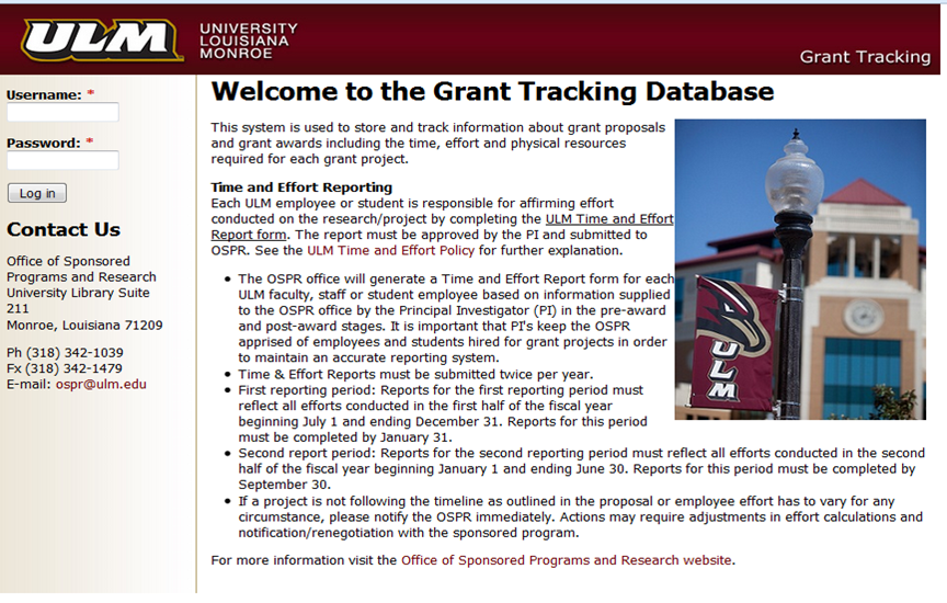 Grants Tracking Webpage