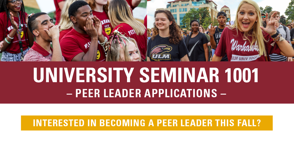 university seminar and peer leader applications graphic